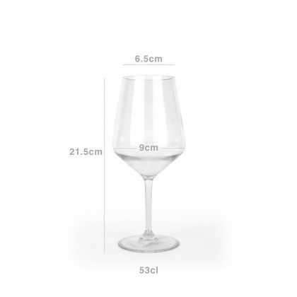 Copo Vinho Poliestireno Reutilizvel 530ml 6.5X9X21.5cm Pack 6