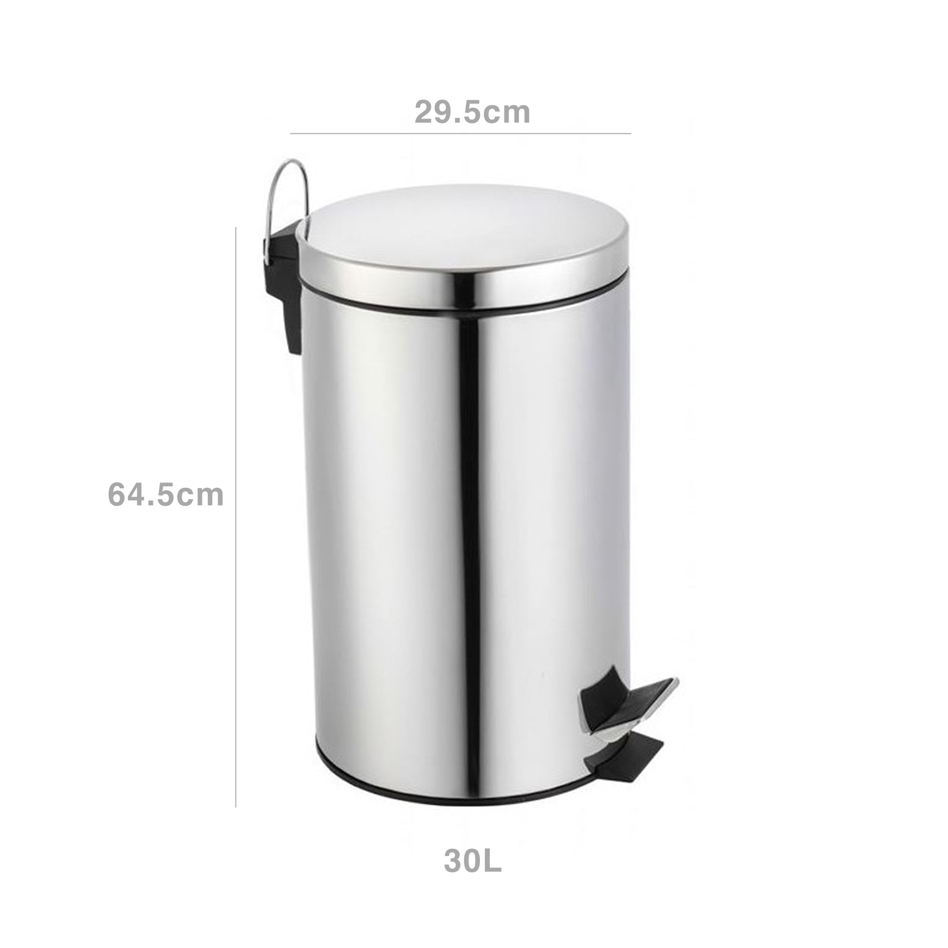 Balde Lixo Inox com Pedal 30l 29.5X29.5X64.5cm