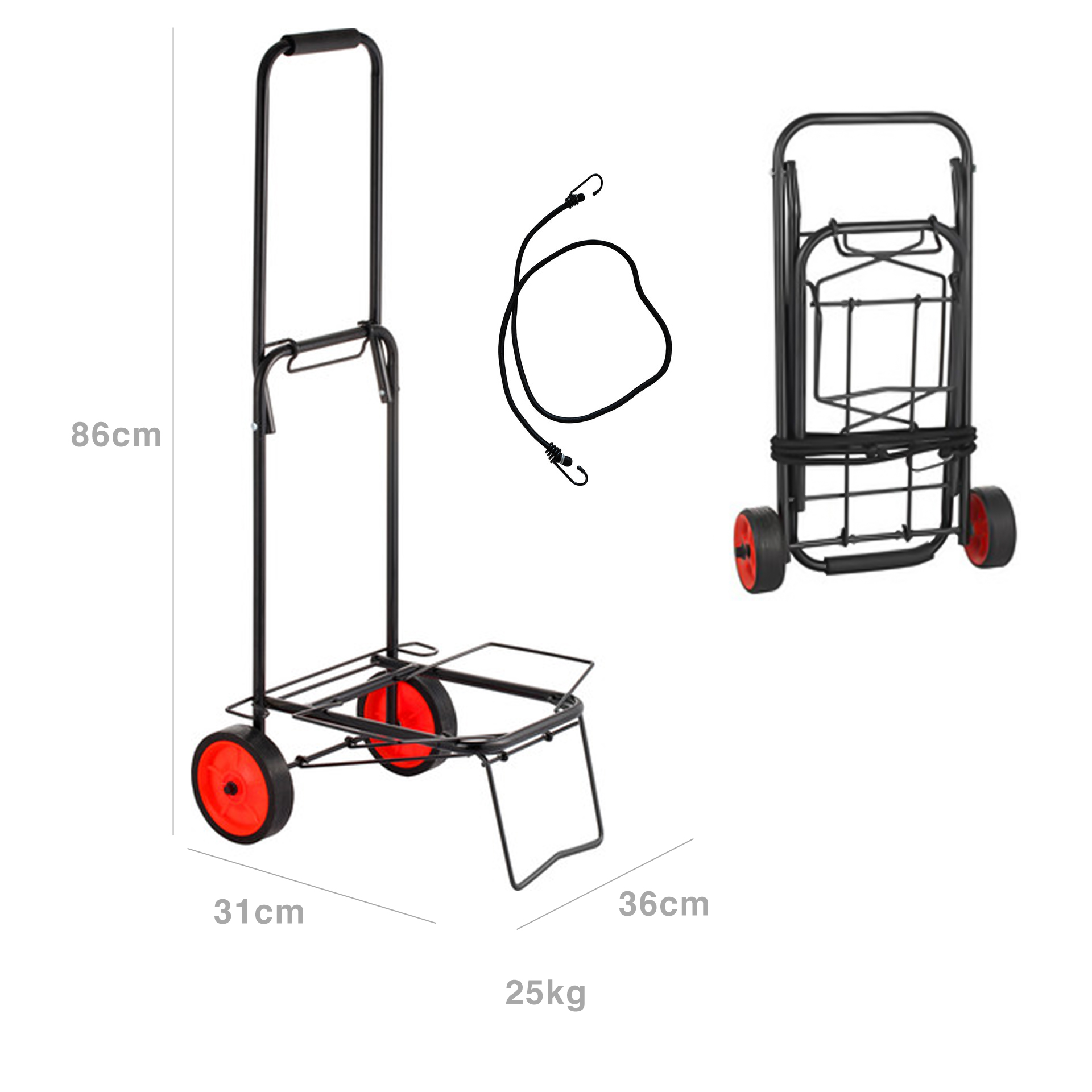 Carro Multiusos com Corda Elástica 25kg 36X31X86cm