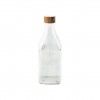 Garrafa Vidro Tampa Bambu Quadrada 1000ml 8.8X25.5cm