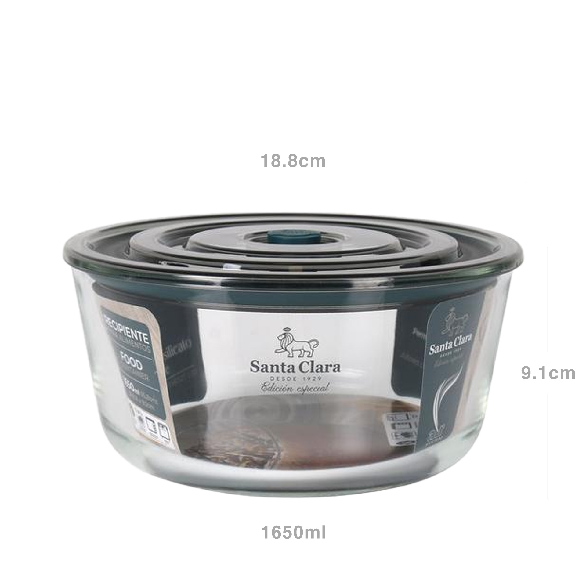 Caixa Hermética Vidro Tampa Válvula Redonda 1650ml