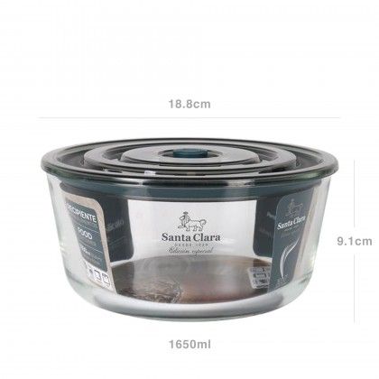 Caixa Herm�tica Vidro Tampa V�lvula Redonda 1650ml