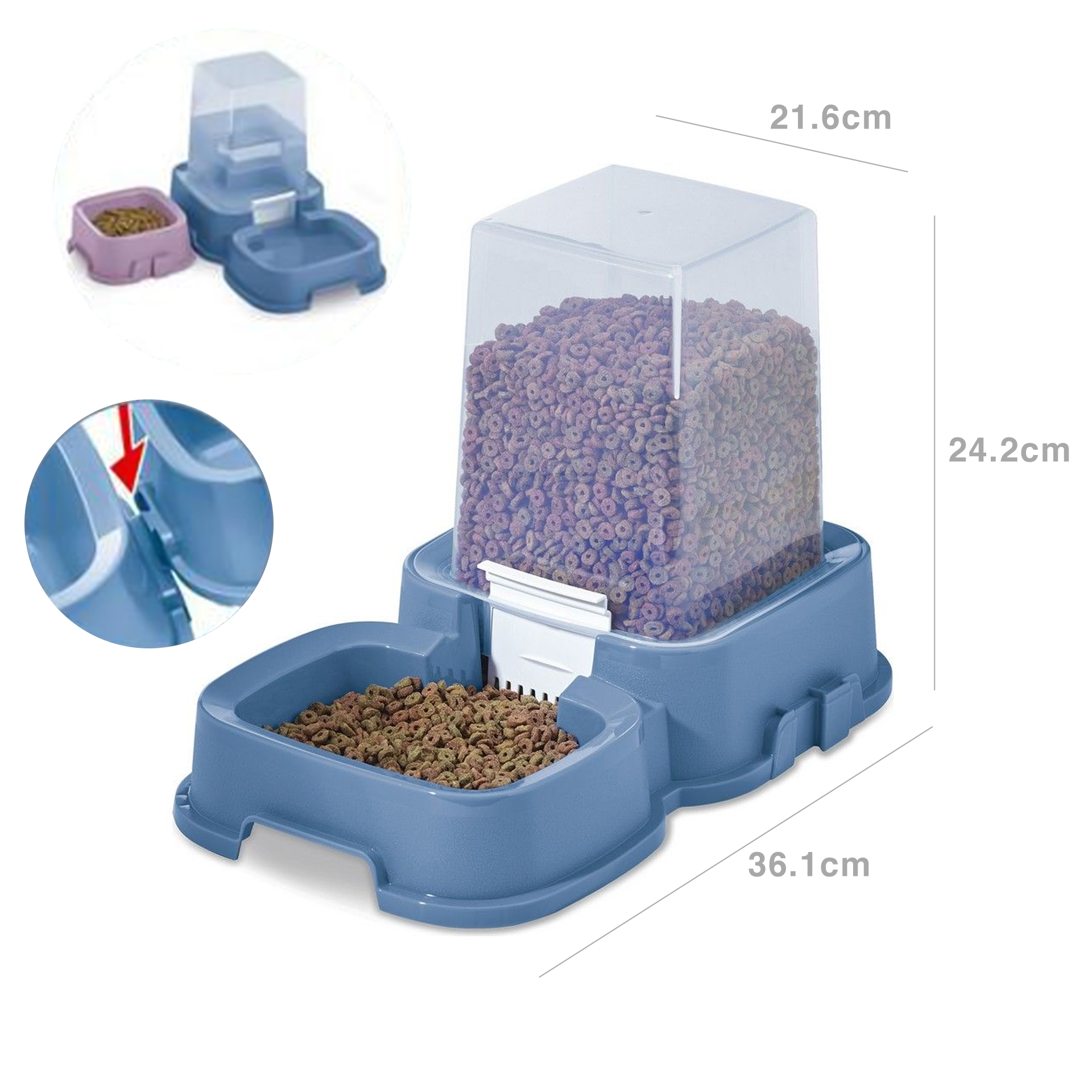 Comedouro Animal com Doseador 36.1X21.6X24.2cm