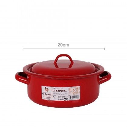 Caarola Esmalte com Tampa Vermelho 20cm