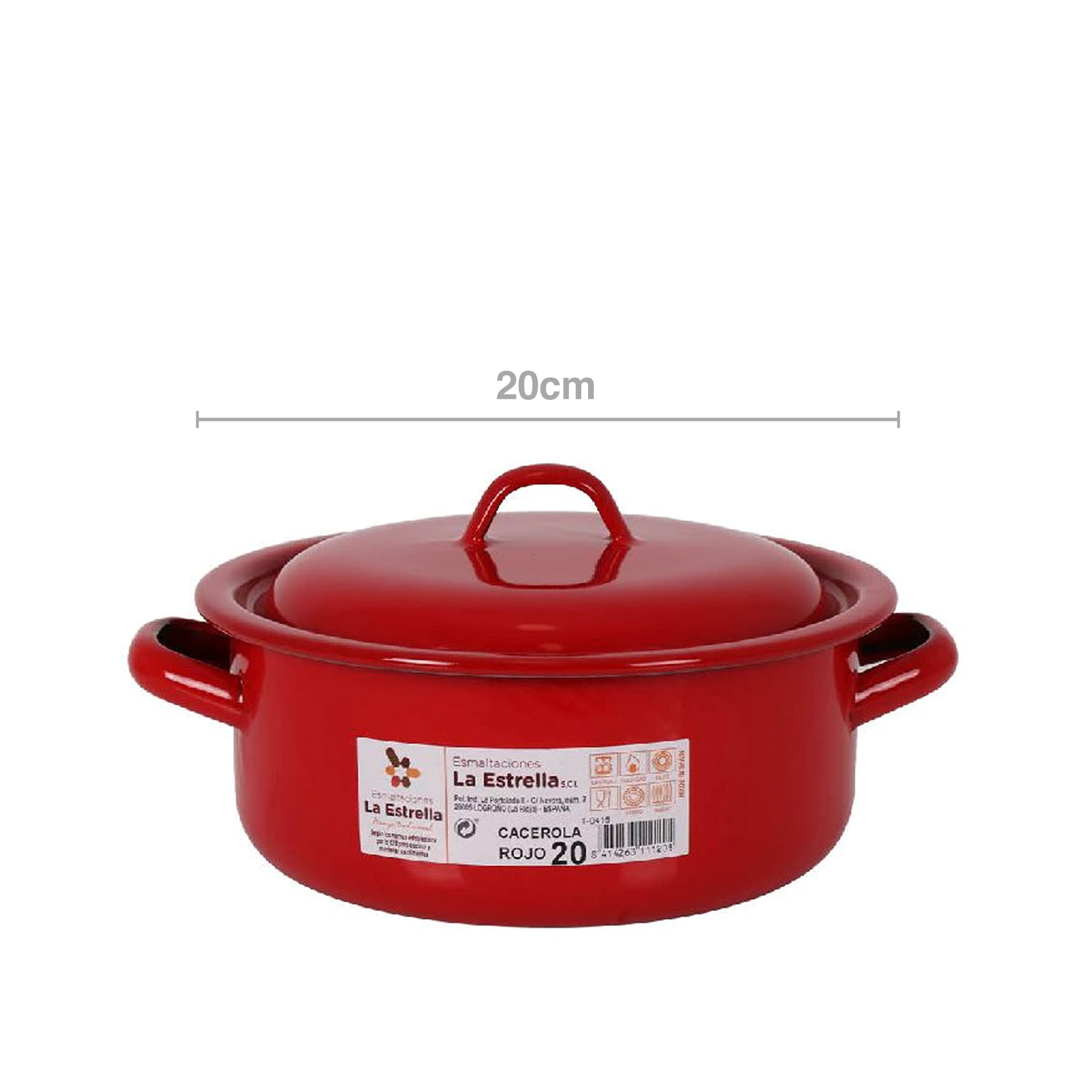 Caçarola Esmalte com Tampa Vermelho 20cm