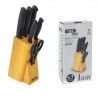 Conjunto 5 Facas Nero com Tesoura + Cepo Madeira 8.5X13X21.5cm