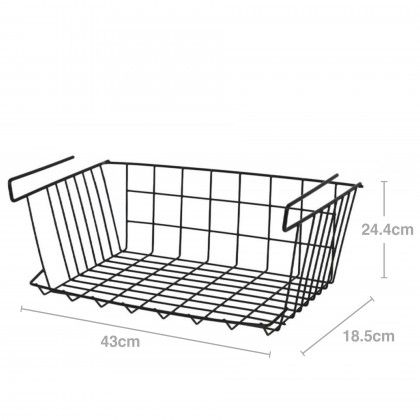 Cesto para Estante Cozinha 43X24.4X18.5cm Preto