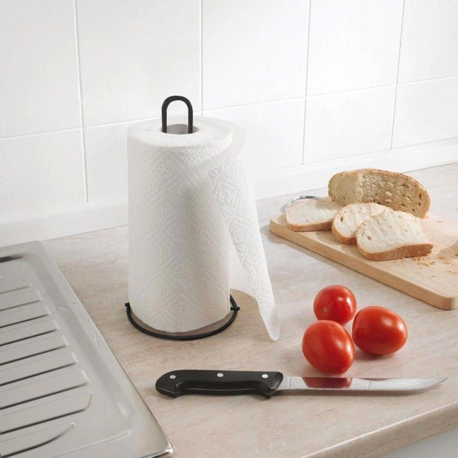Porta Rolos Cozinha Metal 12X32cm Preto