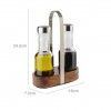 Galheteiro Inox/Vidro com Base Madeira 16X7.5X24.5cm