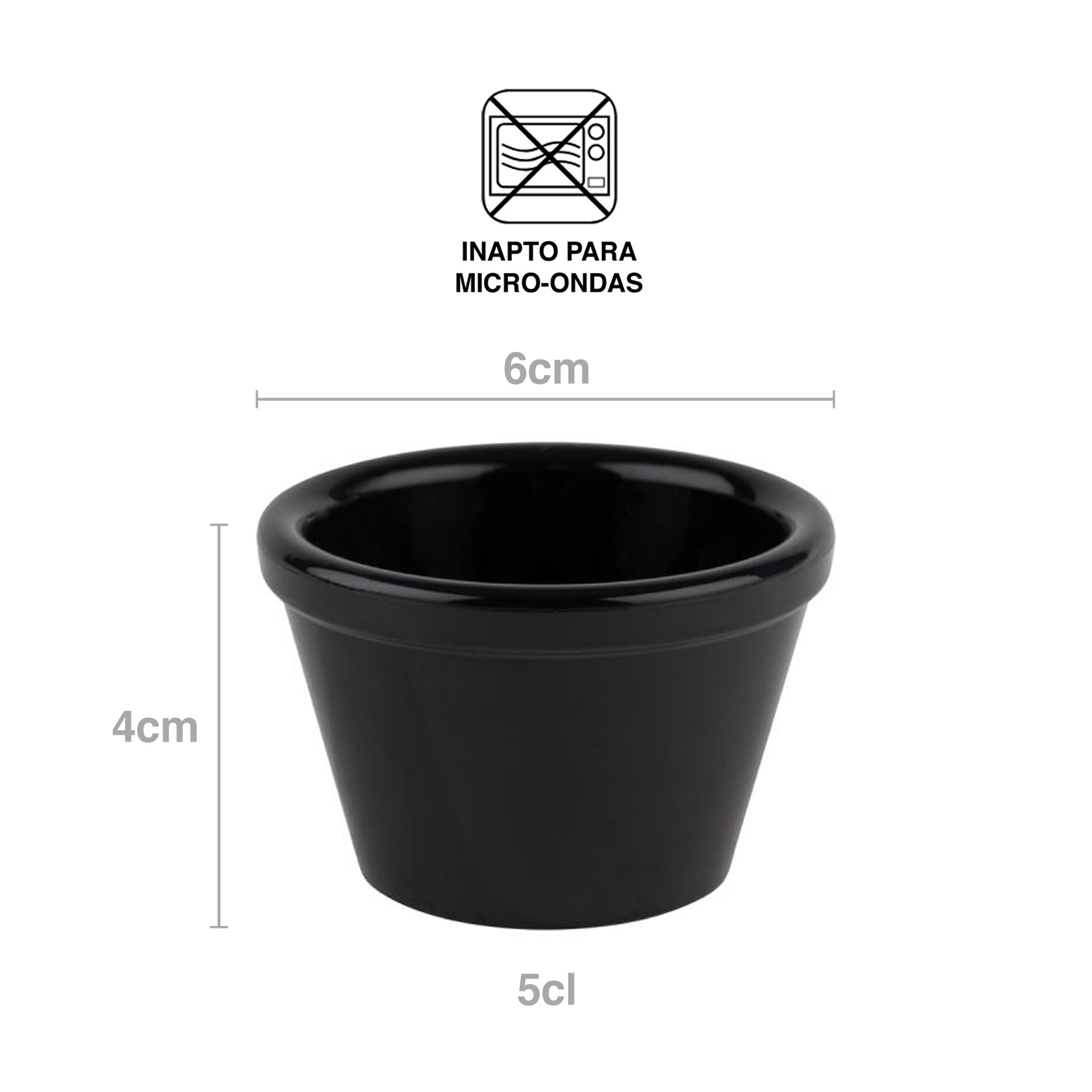 Taça Molho Friendly Redondo Preto 5cl 6X4cm
