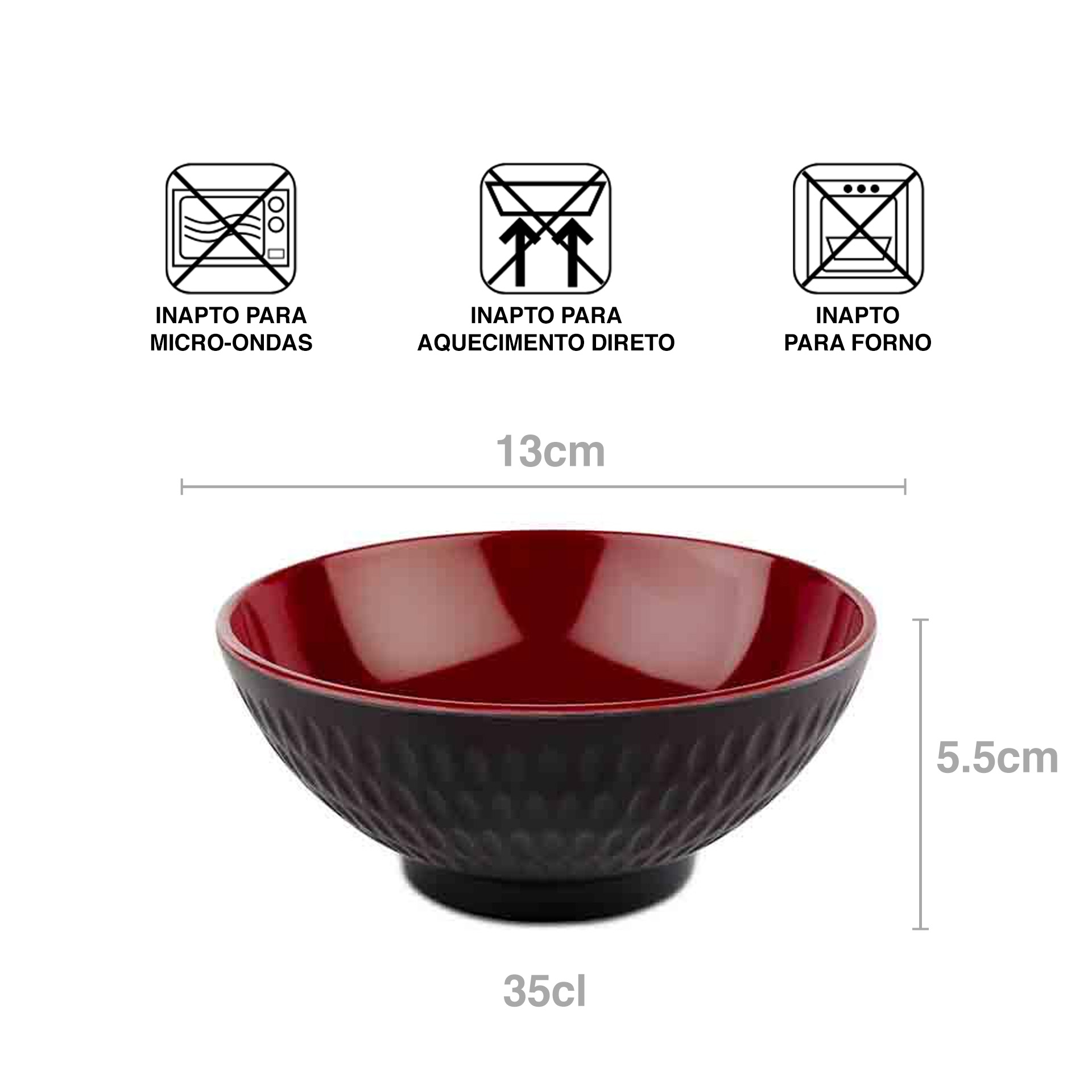 Taça Melamina Asia Plus Redondo 350ml 13X5.5cm