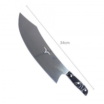 Faca Talho Cabo Acrlico Sico Efeito Mrmore Preto 34cm