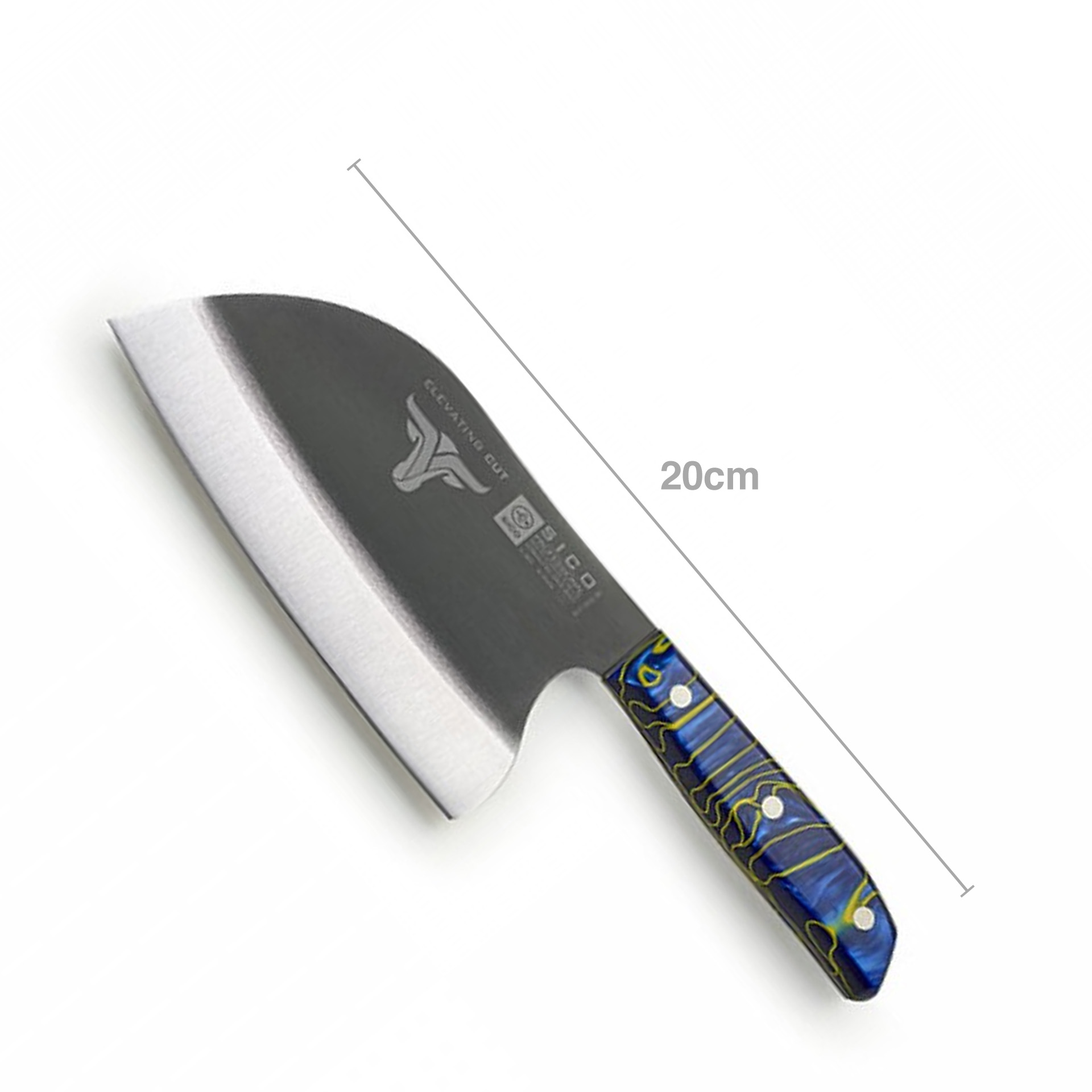 Faca Sérvia Cabo Acrílico Sico Efeito Mármore Azul 20cm