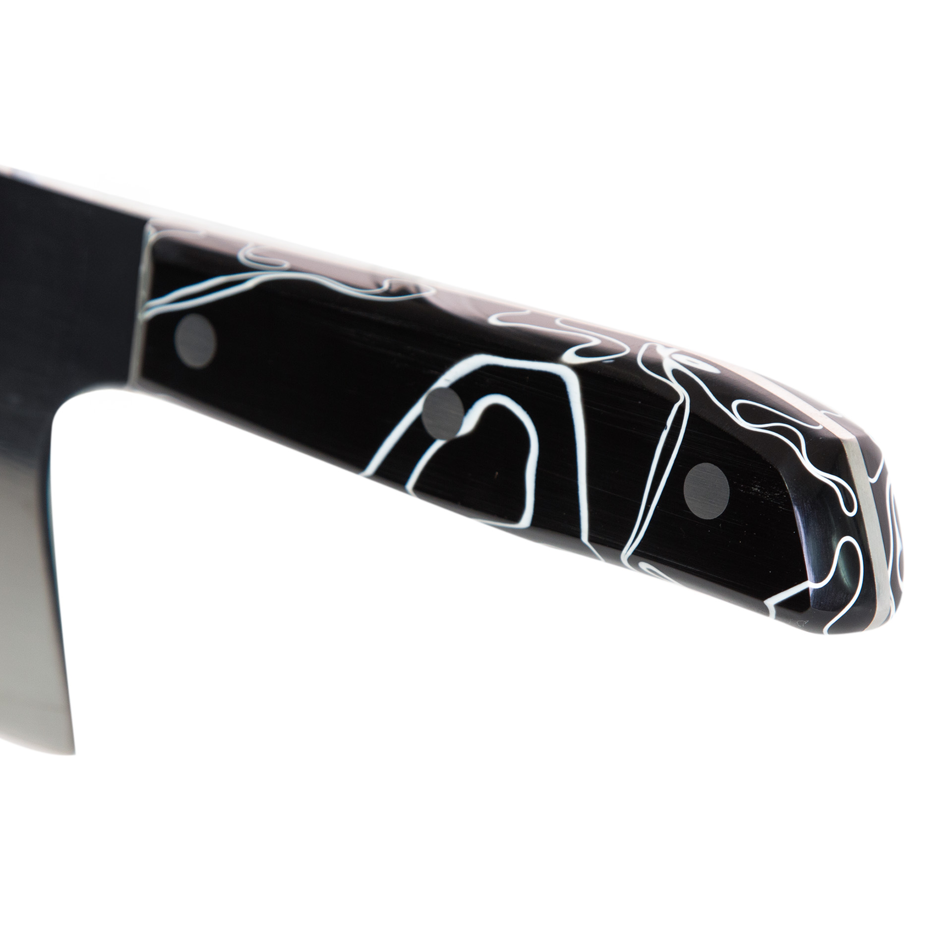 Faca Sérvia Cabo Acrílico Sico Efeito Mármore Preto 20cm