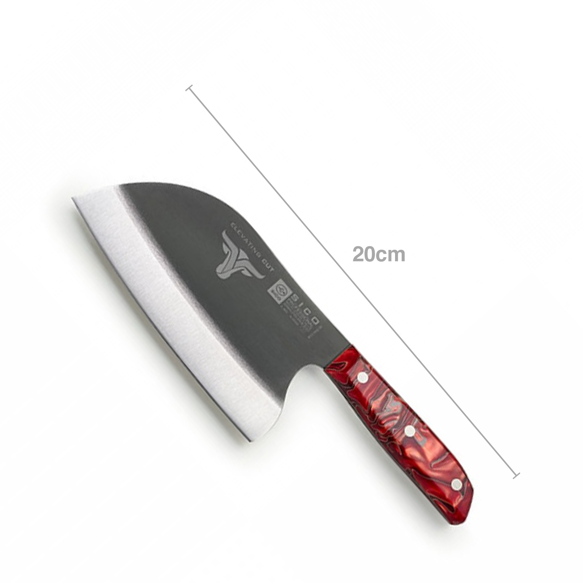 Faca Sérvia Cabo Acrílico Sico Efeito Mármore Vermelho 20cm