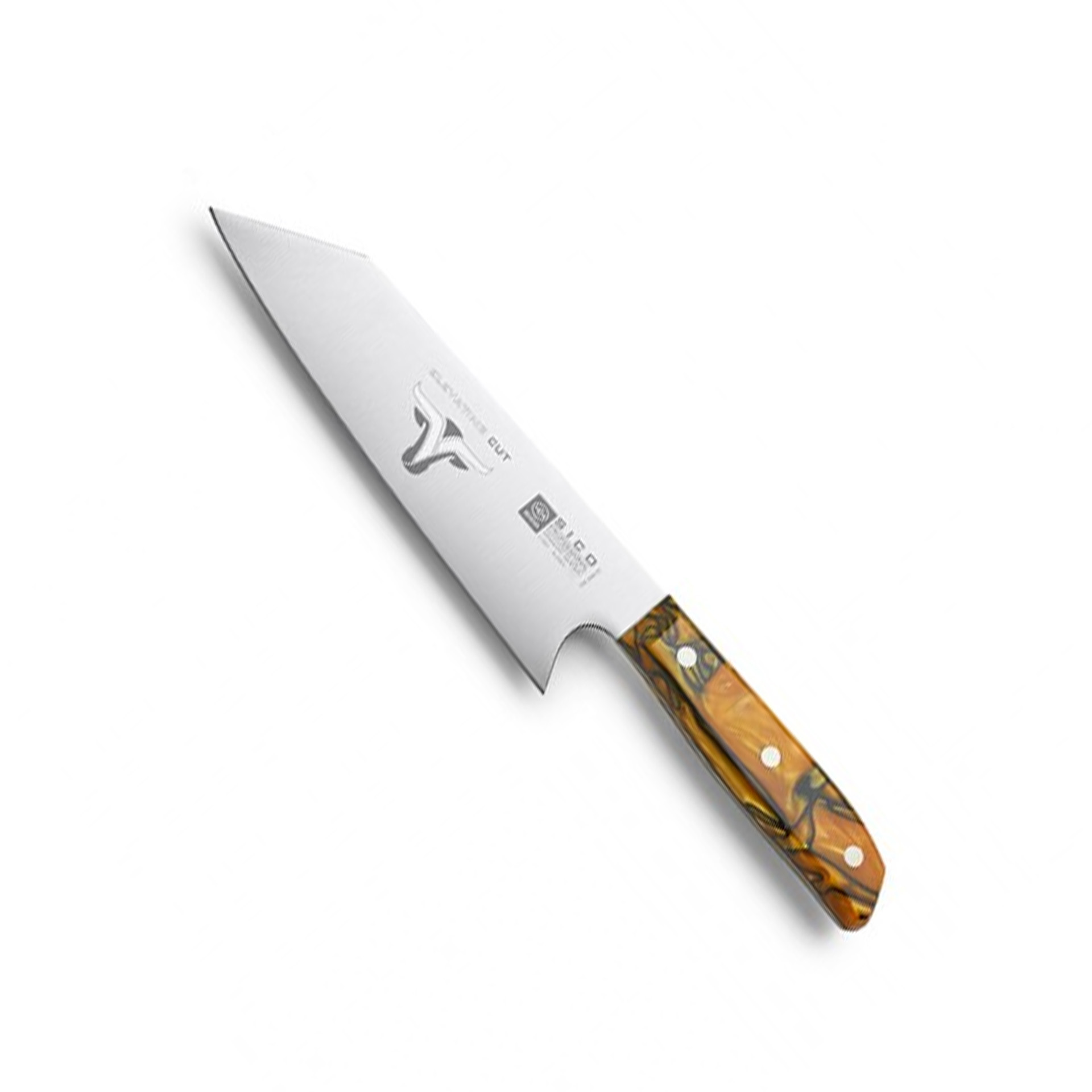 Faca Chefe Cabo Acrílico Sico Efeito Mármore Laranja 20cm