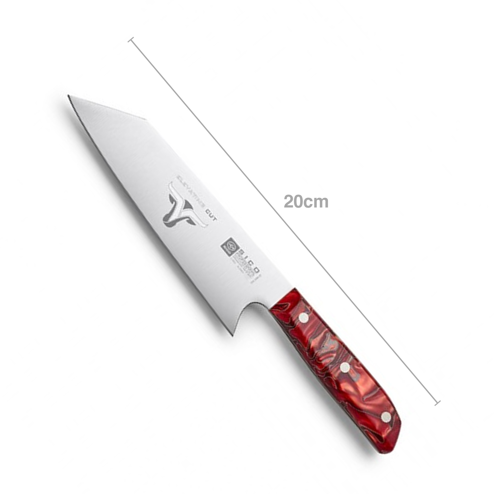 Faca Chefe Cabo Acrílico Sico Efeito Mármore Vermelho 20cm