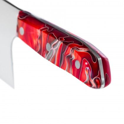 Faca Chefe Cabo Acrlico Sico Efeito Mrmore Vermelho 20cm