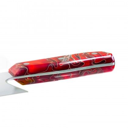 Faca Chefe Cabo Acrlico Sico Efeito Mrmore Vermelho 20cm