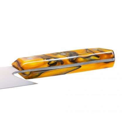 Faca Chefe Cabo Acrlico Sico Efeito Mrmore Laranja 20cm