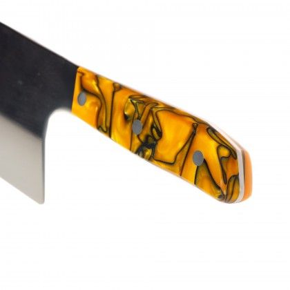 Faca Chefe Cabo Acrlico Sico Efeito Mrmore Laranja 20cm