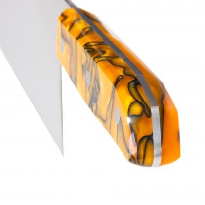 Faca Chefe Cabo Acrlico Sico Efeito Mrmore Laranja 20cm
