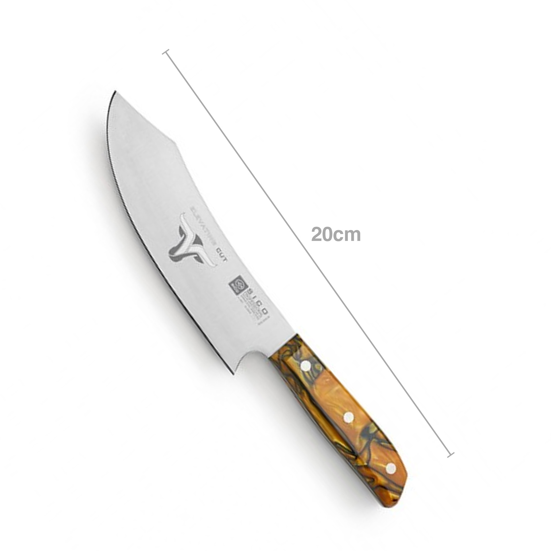 Faca Chefe Cabo Acrílico Sico Efeito Mármore Laranja 20cm