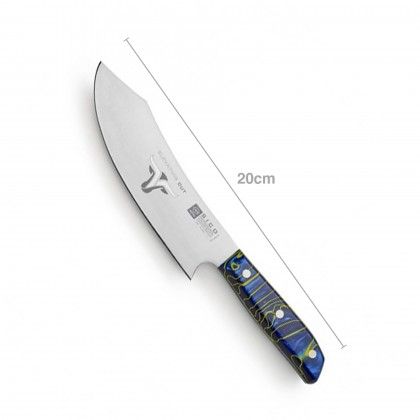 Faca Chefe Cabo Acrlico Sico Efeito Mrmore Azul 20cm