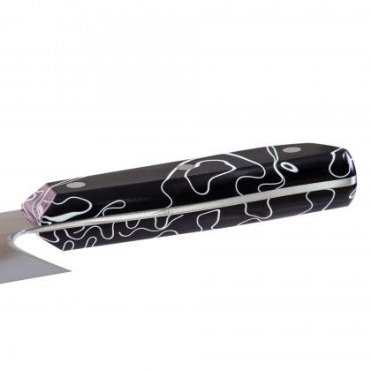 Faca Chefe Cabo Acrlico Sico Efeito Mrmore Preto 20cm