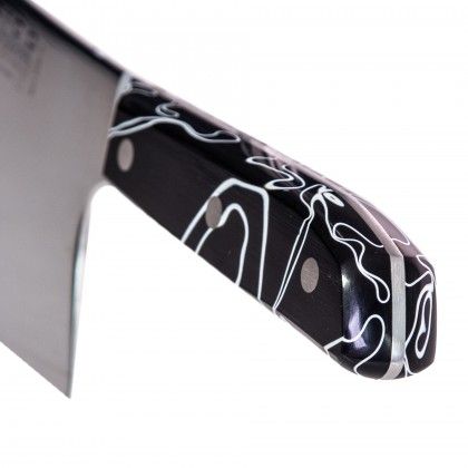 Faca Chefe Cabo Acrlico Sico Efeito Mrmore Preto 20cm