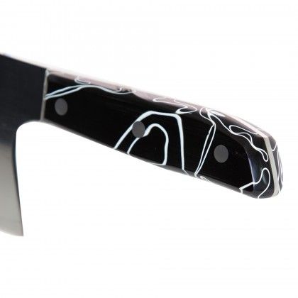Faca Chefe Cabo Acrlico Sico Efeito Mrmore Preto 20cm