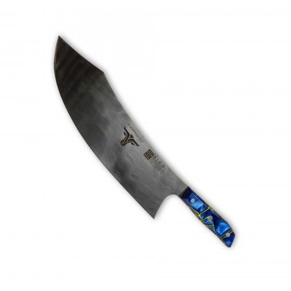Faca Talho Cabo Acrlico Sico Efeito Mrmore Azul 34cm