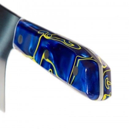 Faca Talho Cabo Acrlico Sico Efeito Mrmore Azul 34cm