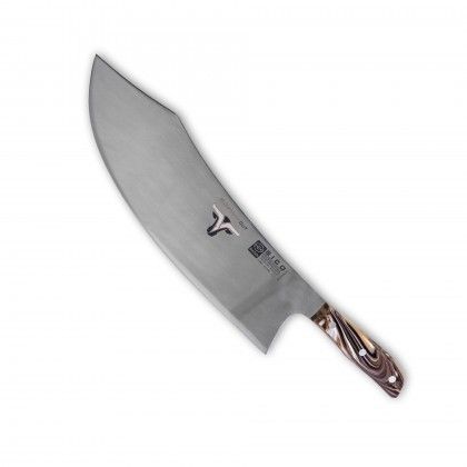 Faca Talho Cabo Acrlico Sico Efeito Mrmore Creme 34cm