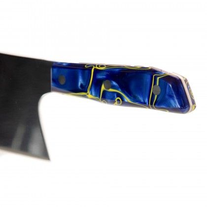 Faca Talho Cabo Acrlico Sico Efeito Mrmore Azul 34cm