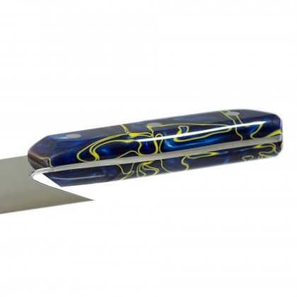 Faca Talho Cabo Acrlico Sico Efeito Mrmore Azul 34cm