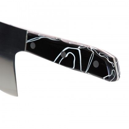 Faca Talho Cabo Acrlico Sico Efeito Mrmore Preto 34cm