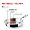 Frigideira Inox / Alumnio Triply com Cabo 18X4.3cm
