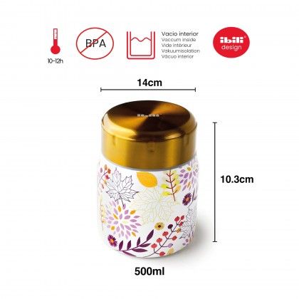 Termo Slidos Inox Folhas 500ml 10.3X14cm