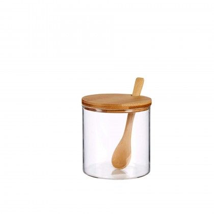 Aucareiro com Colher + Tampa Bambu 520ml 9.5X12.5cm
