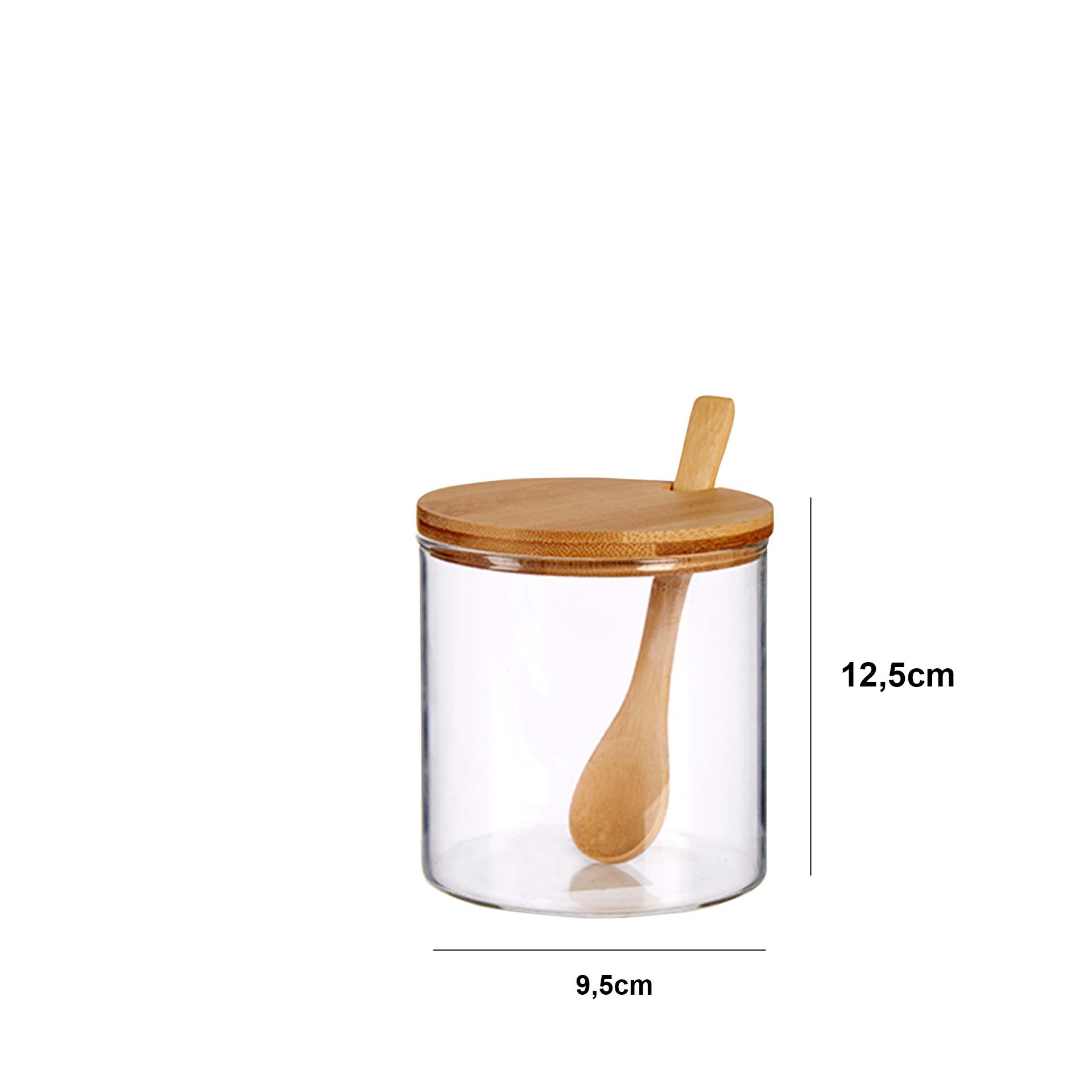 Açucareiro com Colher + Tampa Bambu 520ml 9.5X12.5cm