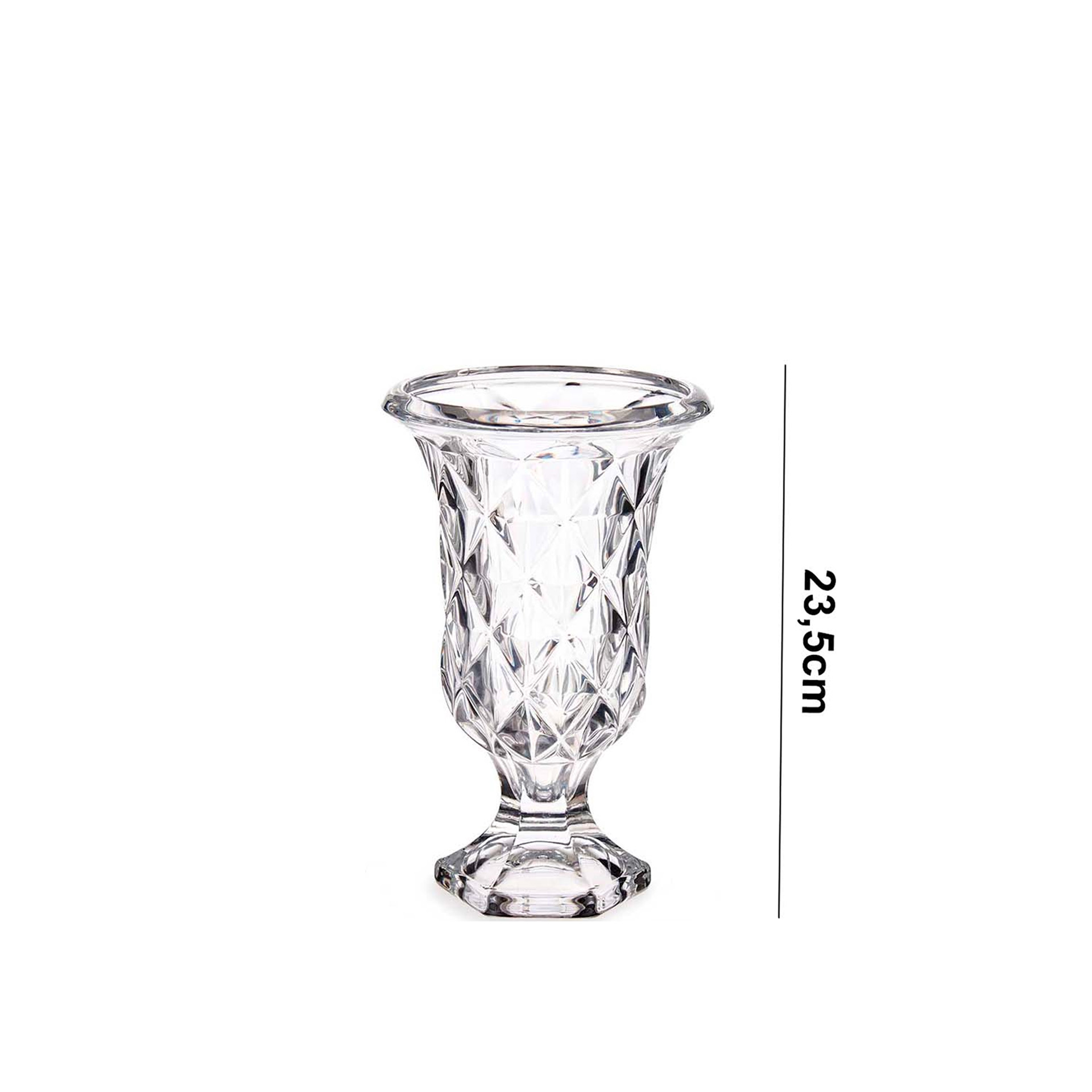 Jarra Vidro com Pé Losangos 23.5cm
