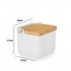 Saleiro Porcelana Tampa Bambu 800ml