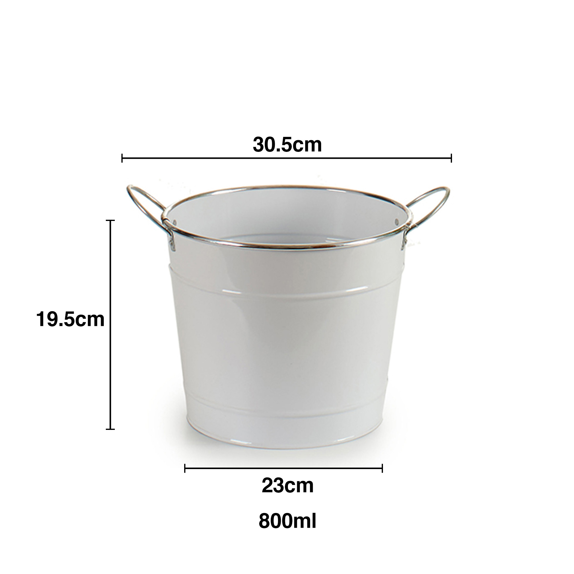 Balde Metal Fio Prata 800ml 30.5X23X19.5cm
