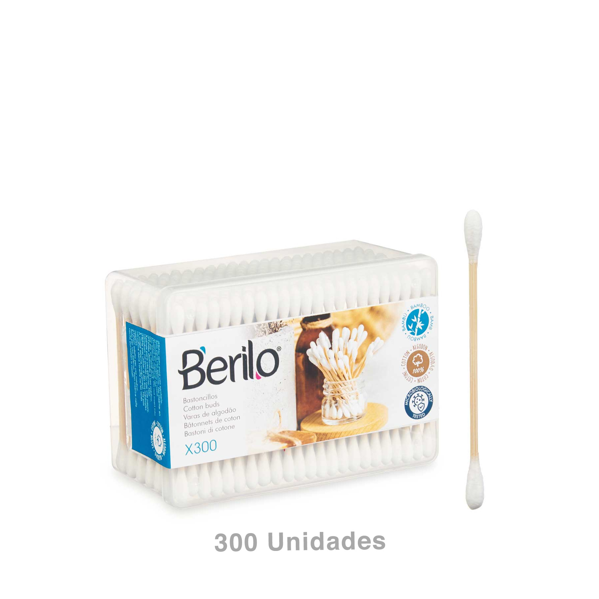Caixa Cotonetes Bambu 300 Unidades
