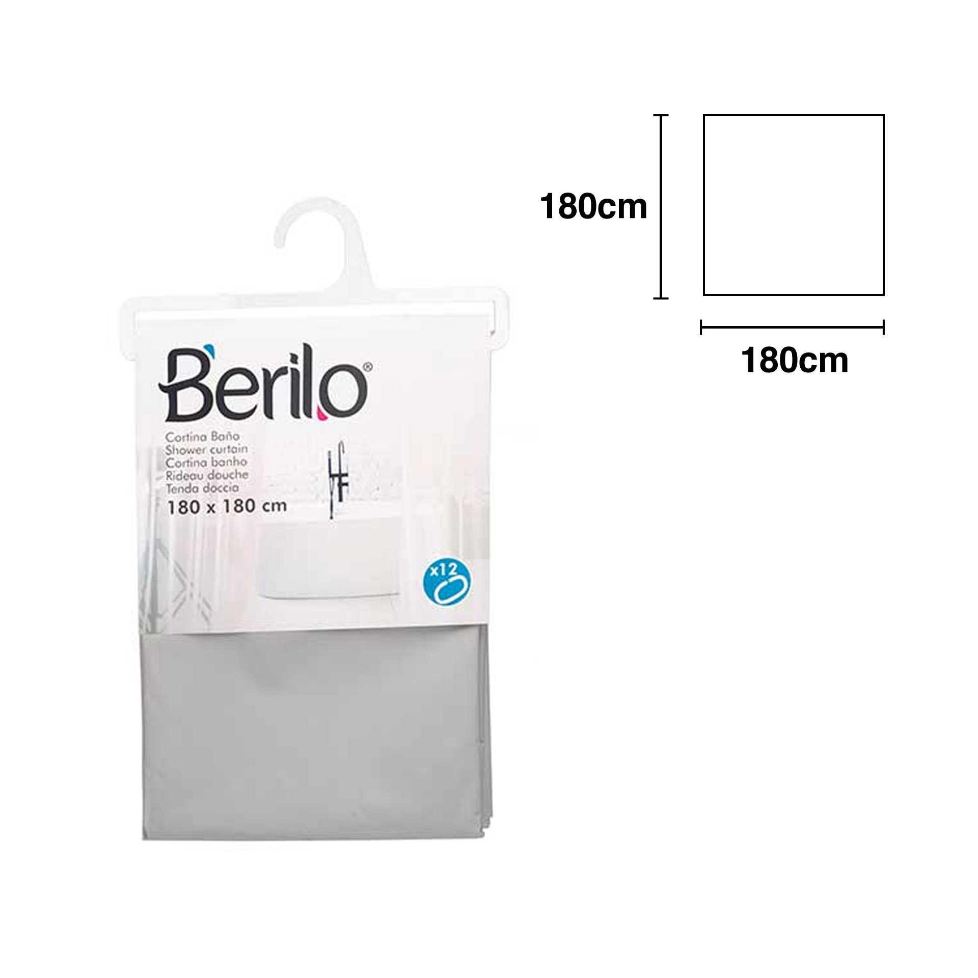 Cortina Plástico Wc Cinzento 180X180cm