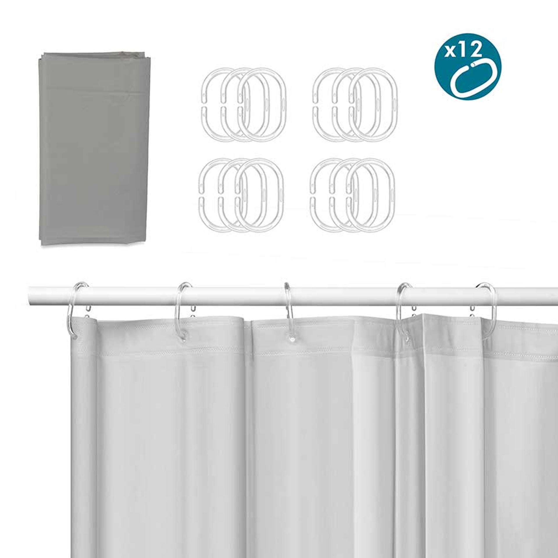 Cortina Plástico Wc Cinzento 180X180cm