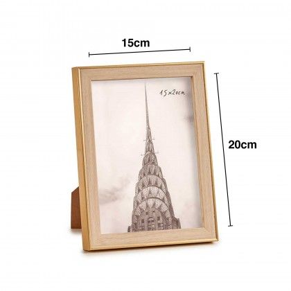 Moldura Plstico Efeito Madeira Dourada 15X20cm