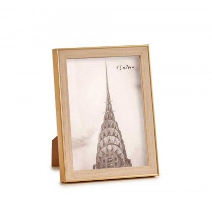 Moldura Plstico Efeito Madeira Dourada 15X20cm