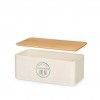 Caixa Po Metal Tampa Bambu Branco 33X18X12cm